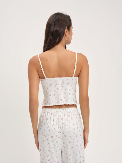 For Love and Lemons Elliana Sleep Top - White