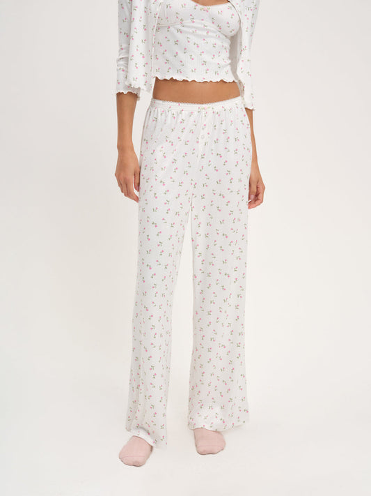For Love and Lemons Elliana Wide Leg Pant - White