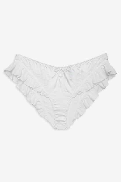 For Love and Lemons Butterfly Lace Ruffle Cheeky Panty - White