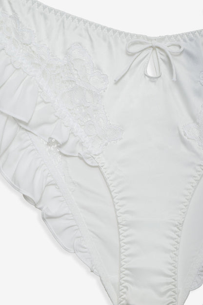For Love and Lemons Butterfly Lace Ruffle Cheeky Panty - White