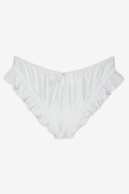 For Love and Lemons Butterfly Lace Ruffle Cheeky Panty - White