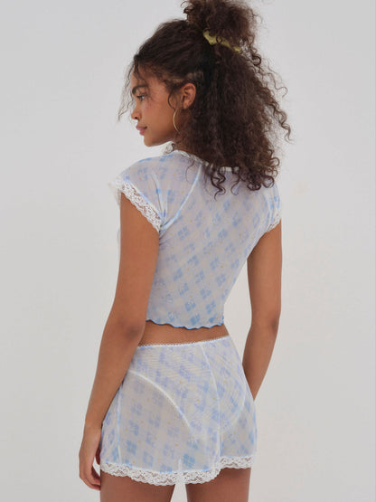 For Love and Lemons Dee Dee Daisy Tee - Blue