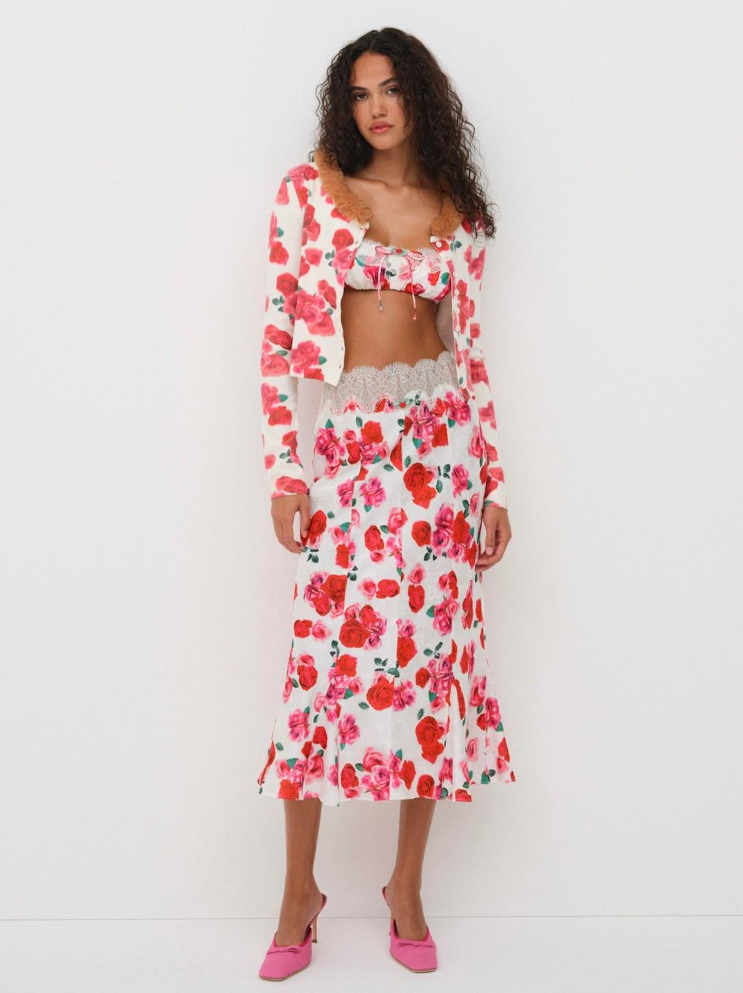 For Love and Lemons Carol Cardigan - Red