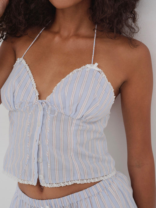 For Love and Lemons Lakeside Stripe Top - Blue