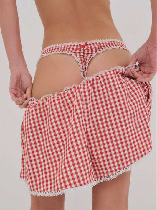 For Love and Lemons Scotch Bonnet Gingham Short - Red