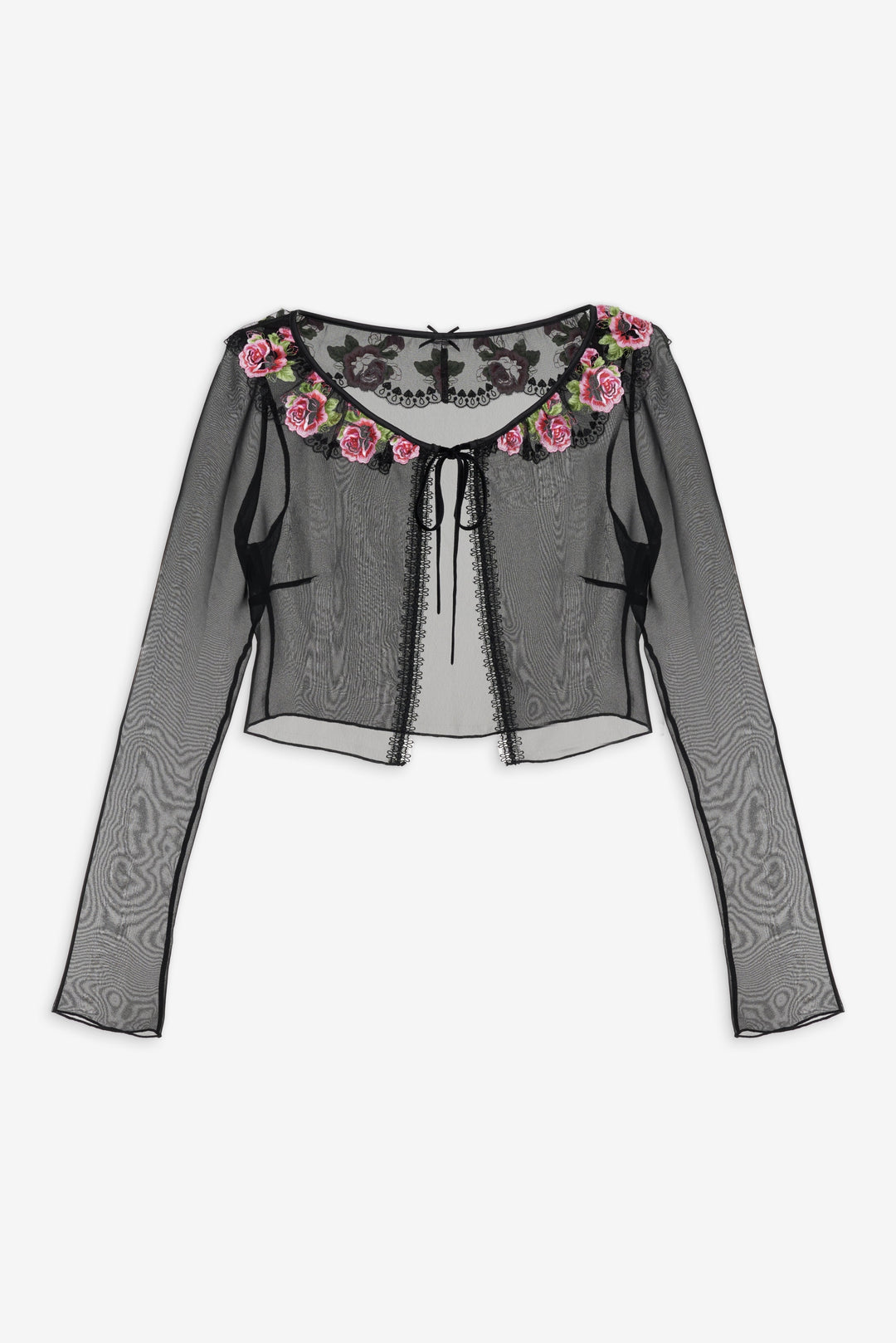 For Love and Lemons Love Garden Sheer Shrug - Black