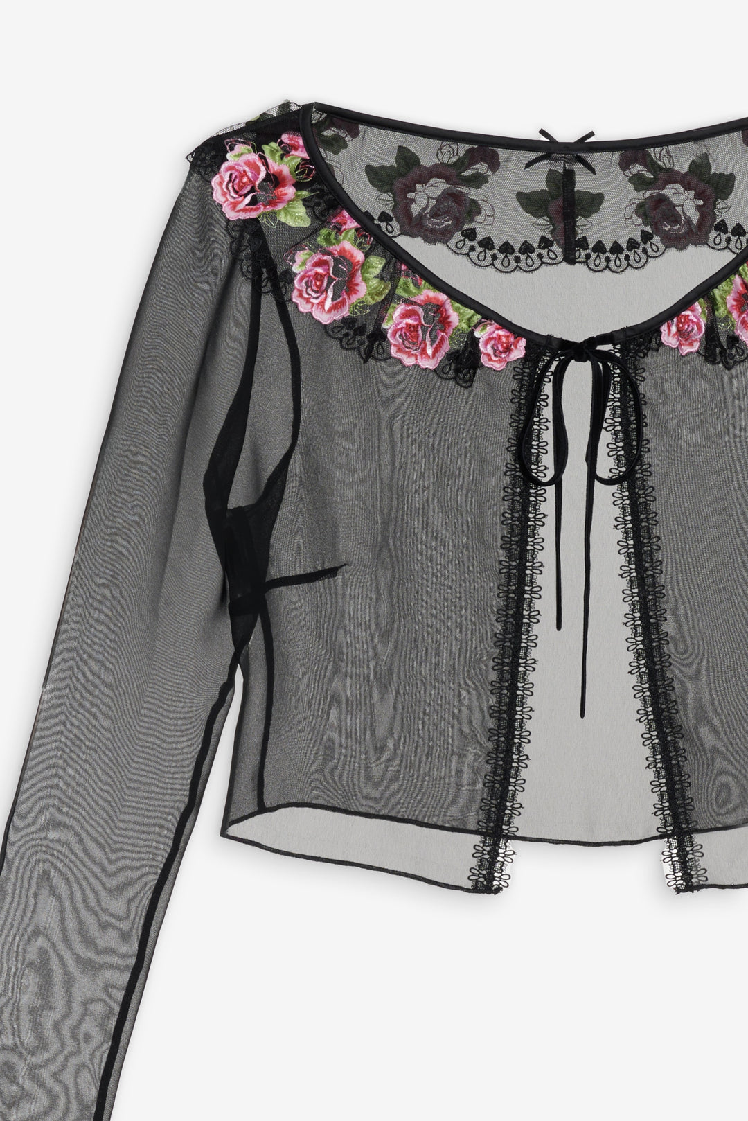 For Love and Lemons Love Garden Sheer Shrug - Black