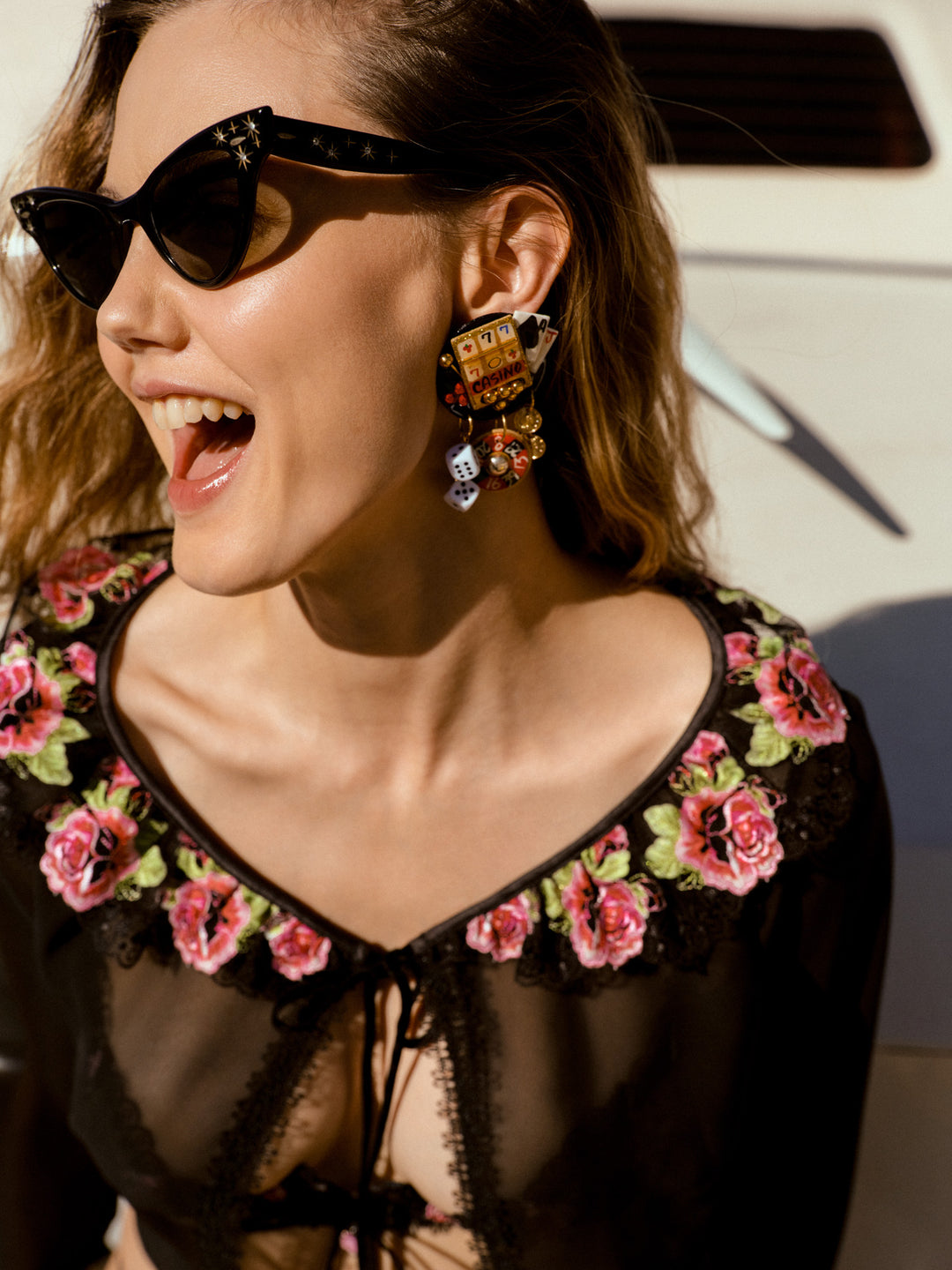 For Love and Lemons Love Garden Sheer Shrug - Black