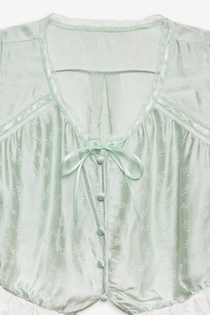 For Love and Lemons Mint Twist Jacquard Top - Mint