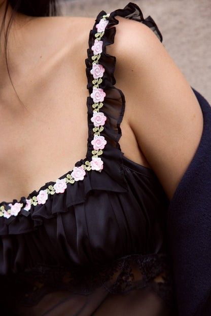 For Love and Lemons Gertrude Maxi Slip Dress - Black