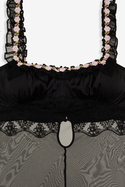 For Love and Lemons Gertrude Maxi Slip Dress - Black