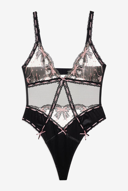 For Love and Lemons Love Letters Bodysuit - Black