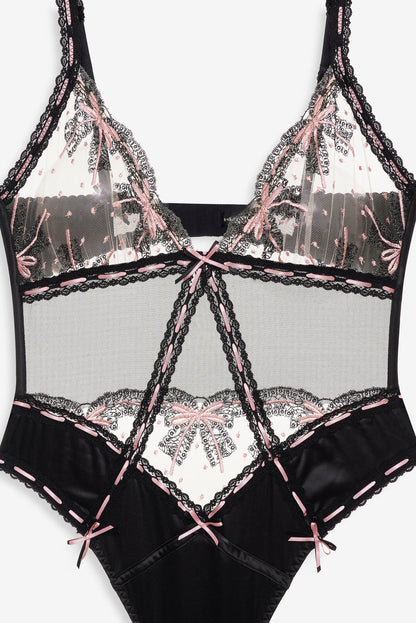 For Love and Lemons Love Letters Bodysuit - Black