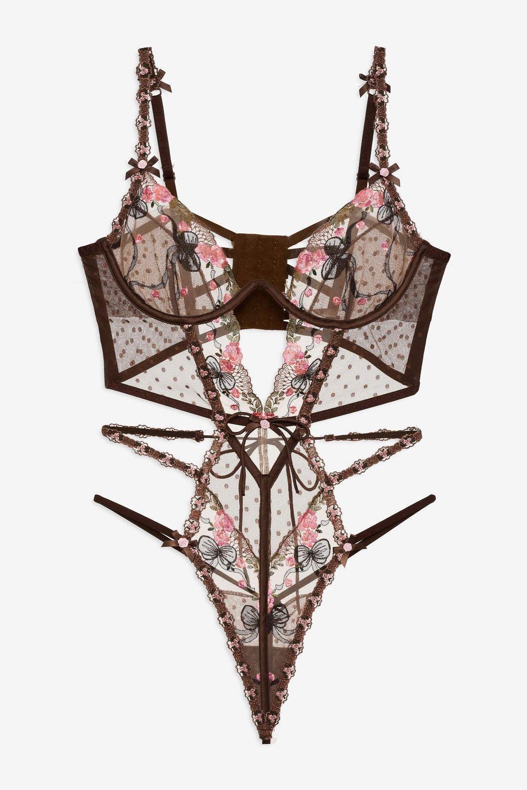 For Love and Lemons Runaway Bows Bodysuit - Brown