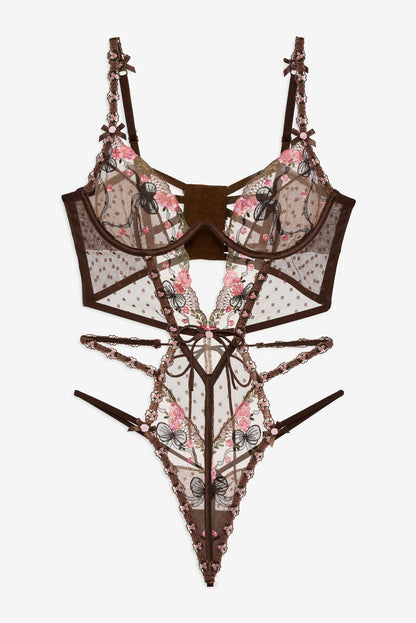 For Love and Lemons Runaway Bows Bodysuit - Brown