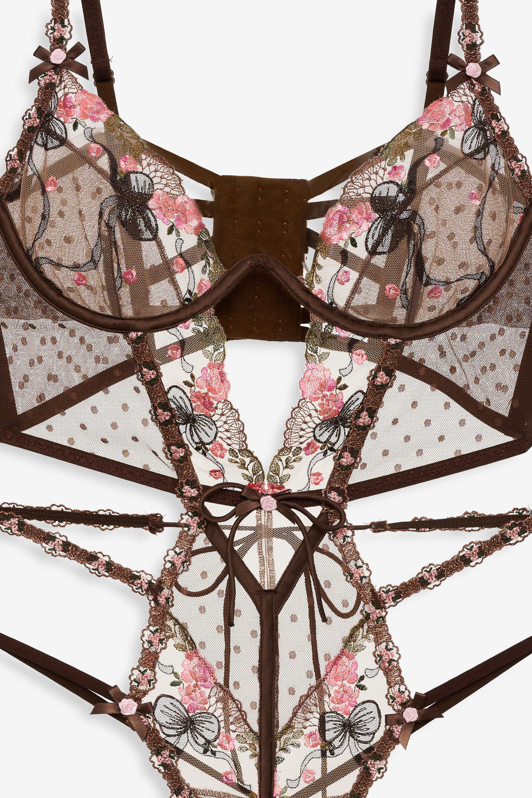 For Love and Lemons Runaway Bows Bodysuit - Brown