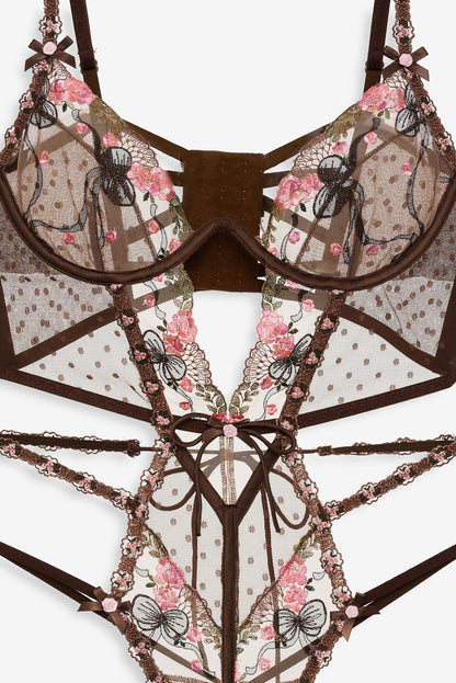 For Love and Lemons Runaway Bows Bodysuit - Brown