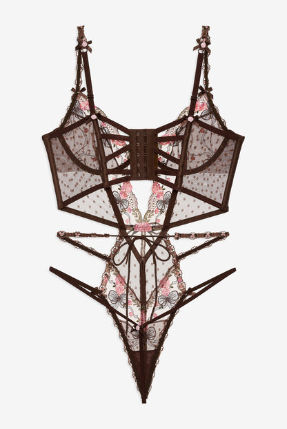 For Love and Lemons Runaway Bows Bodysuit - Brown