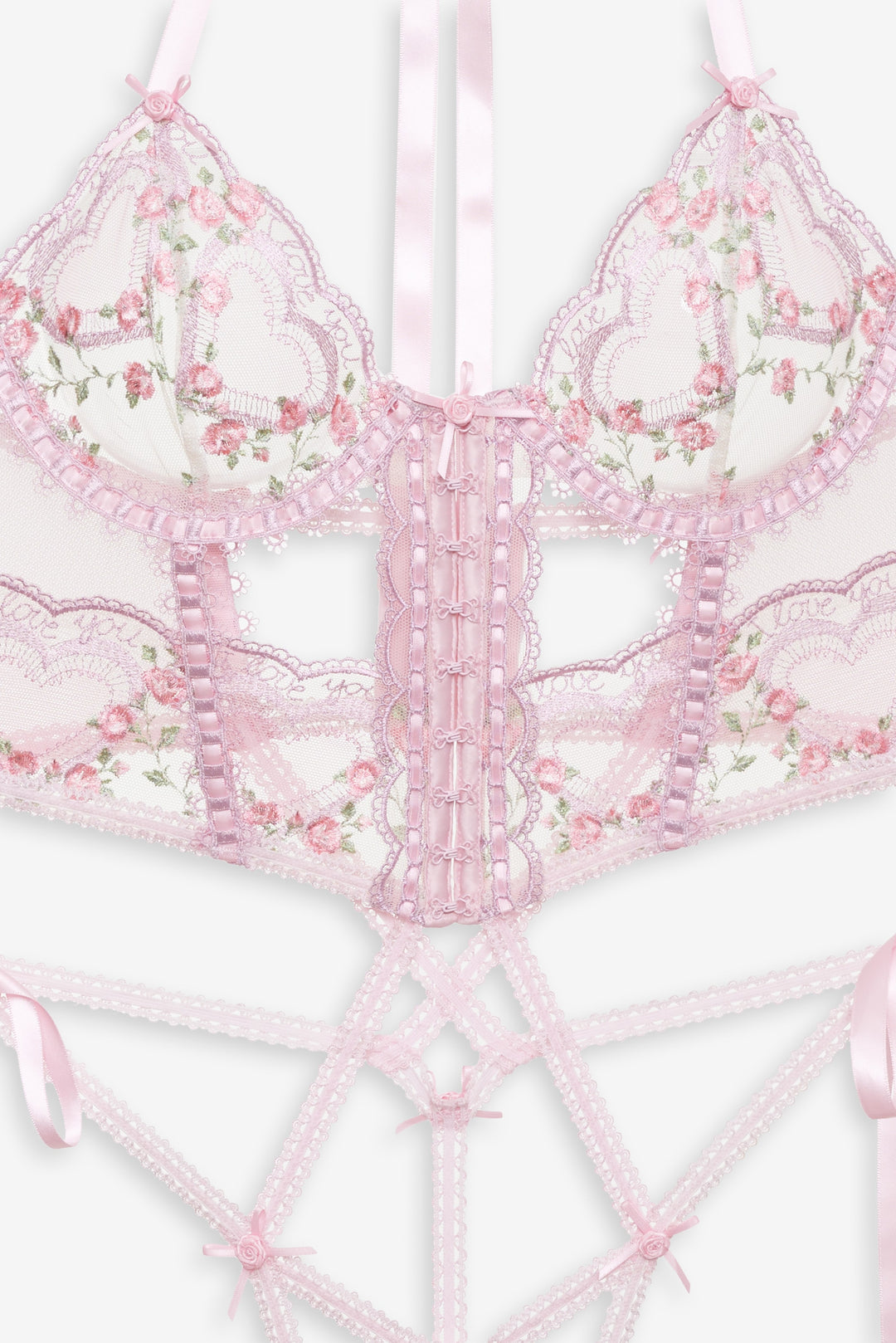 For Love and Lemons Ily Embroidered Teddy - Pink
