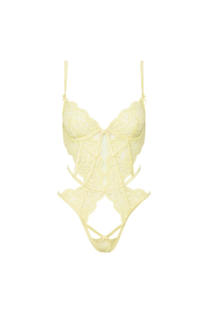 For Love and Lemons Creamsicle Lace Bodysuit - Yellow