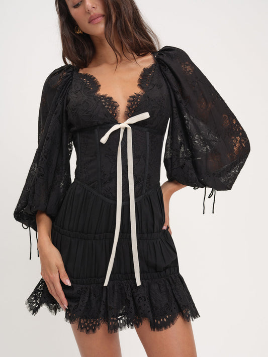 For Love and Lemons Ellis Mini Dress - Black