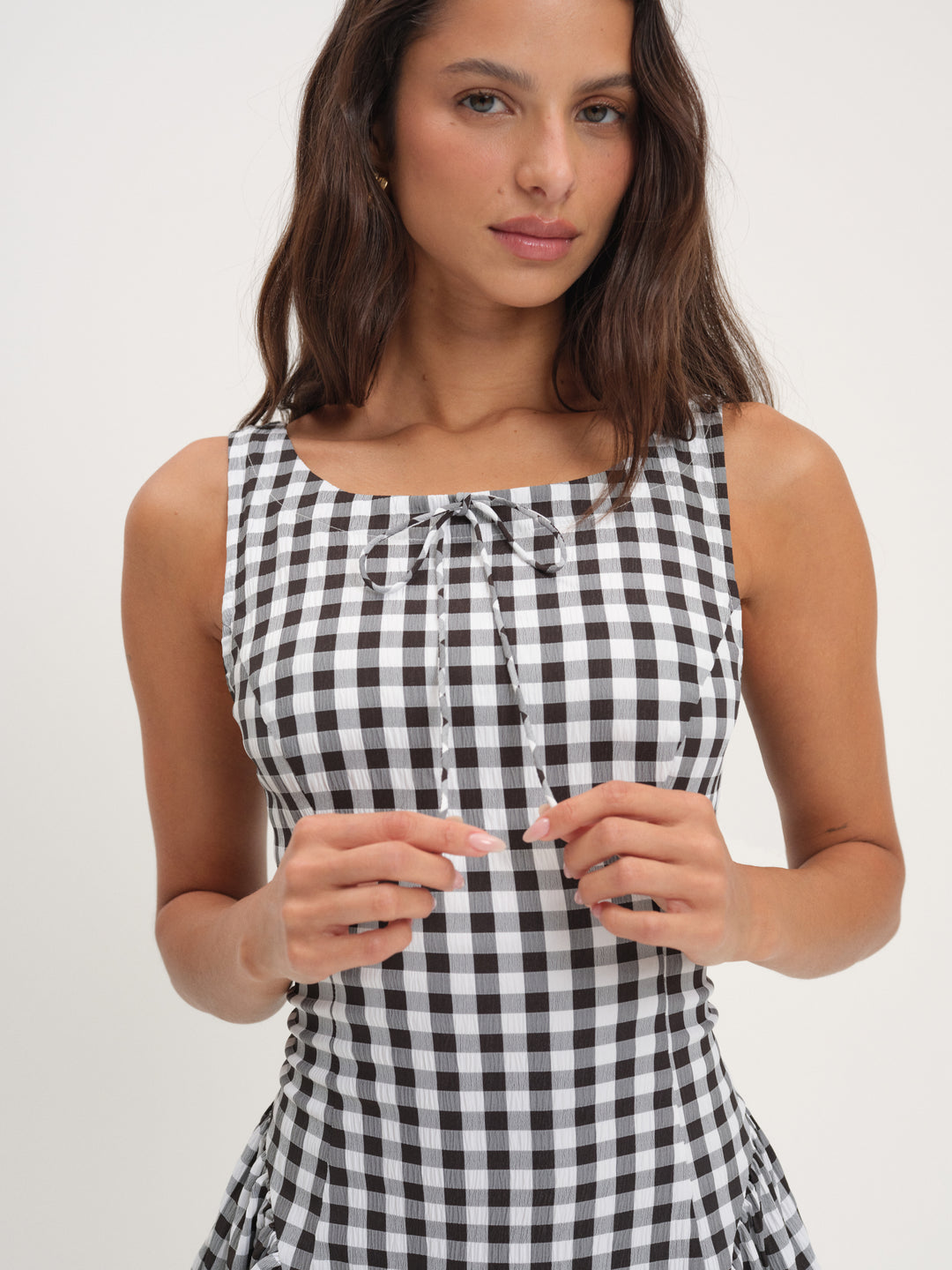For Love and Lemons Scotch Bonnet Gingham Mini Dress - Black