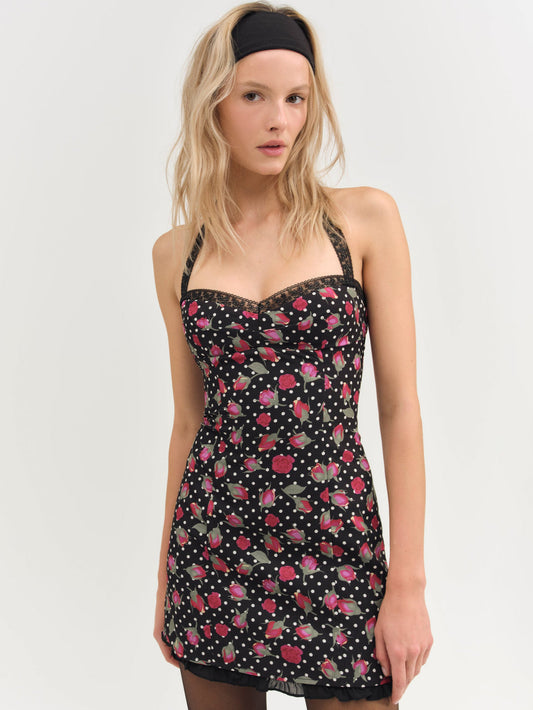 For Love and Lemons Betty Bud Mini Dress - Black