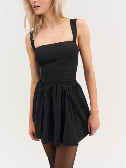 For Love and Lemons Ginny Gingham Mini Dress - Black