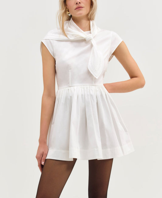 For Love and Lemons Helena Poplin Scarf Mini Dress - White