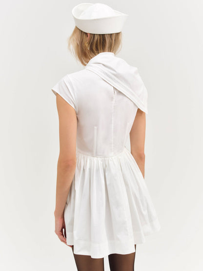 For Love and Lemons Helena Poplin Scarf Mini Dress - White