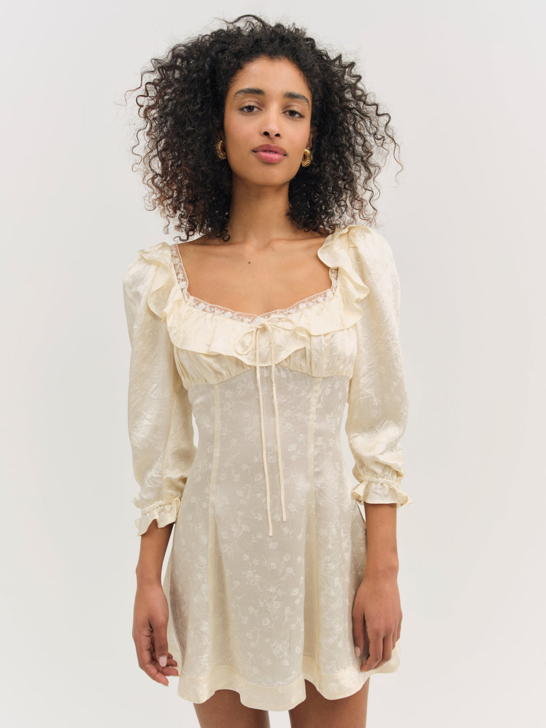 For Love and Lemons Carla Jacquard Mini Dress - Cream