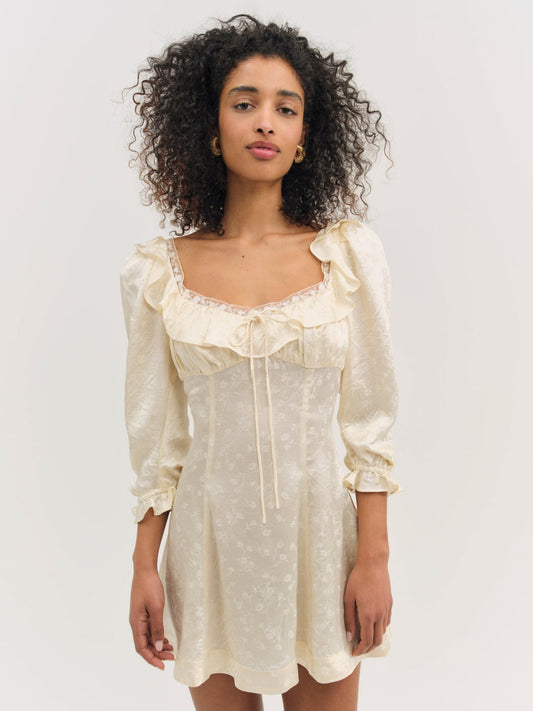 For Love and Lemons Carla Jacquard Mini Dress - Cream