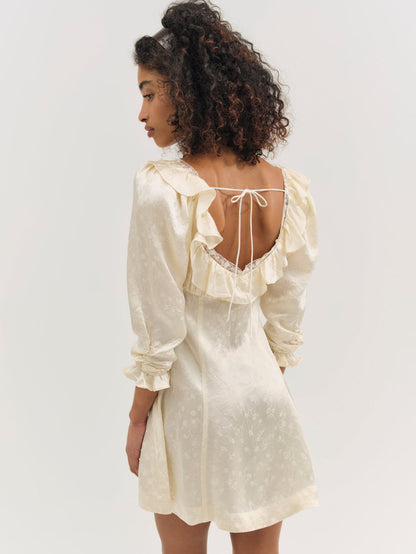 For Love and Lemons Carla Jacquard Mini Dress - Cream