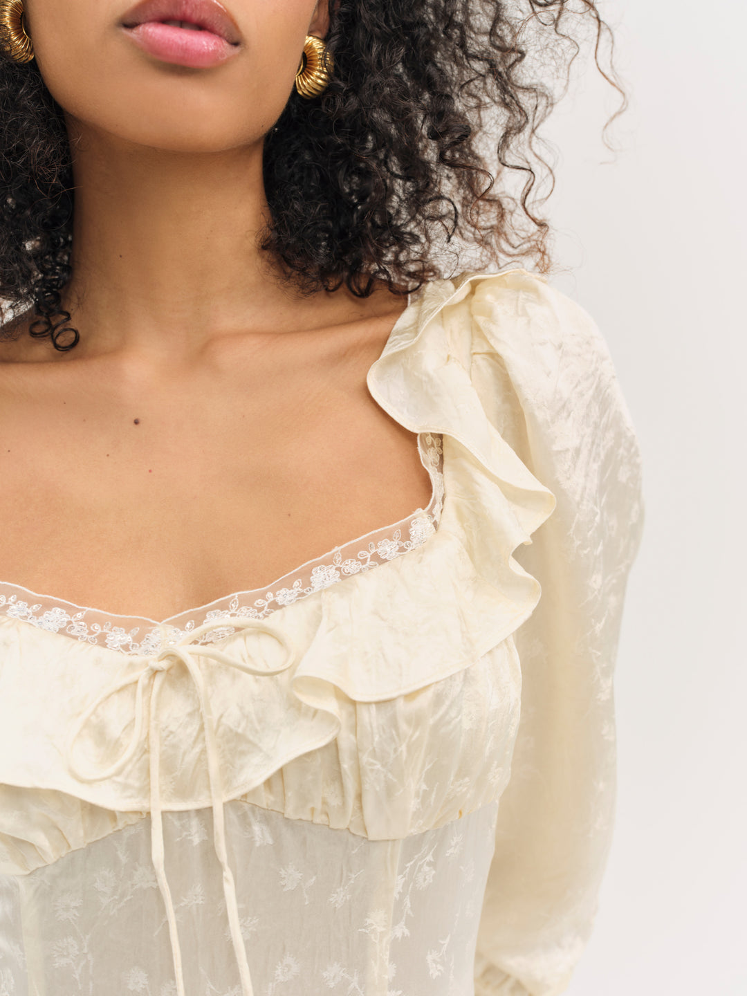 For Love and Lemons Carla Jacquard Mini Dress - Cream