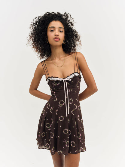 For Love and Lemons Kate Mini Dress - Brown