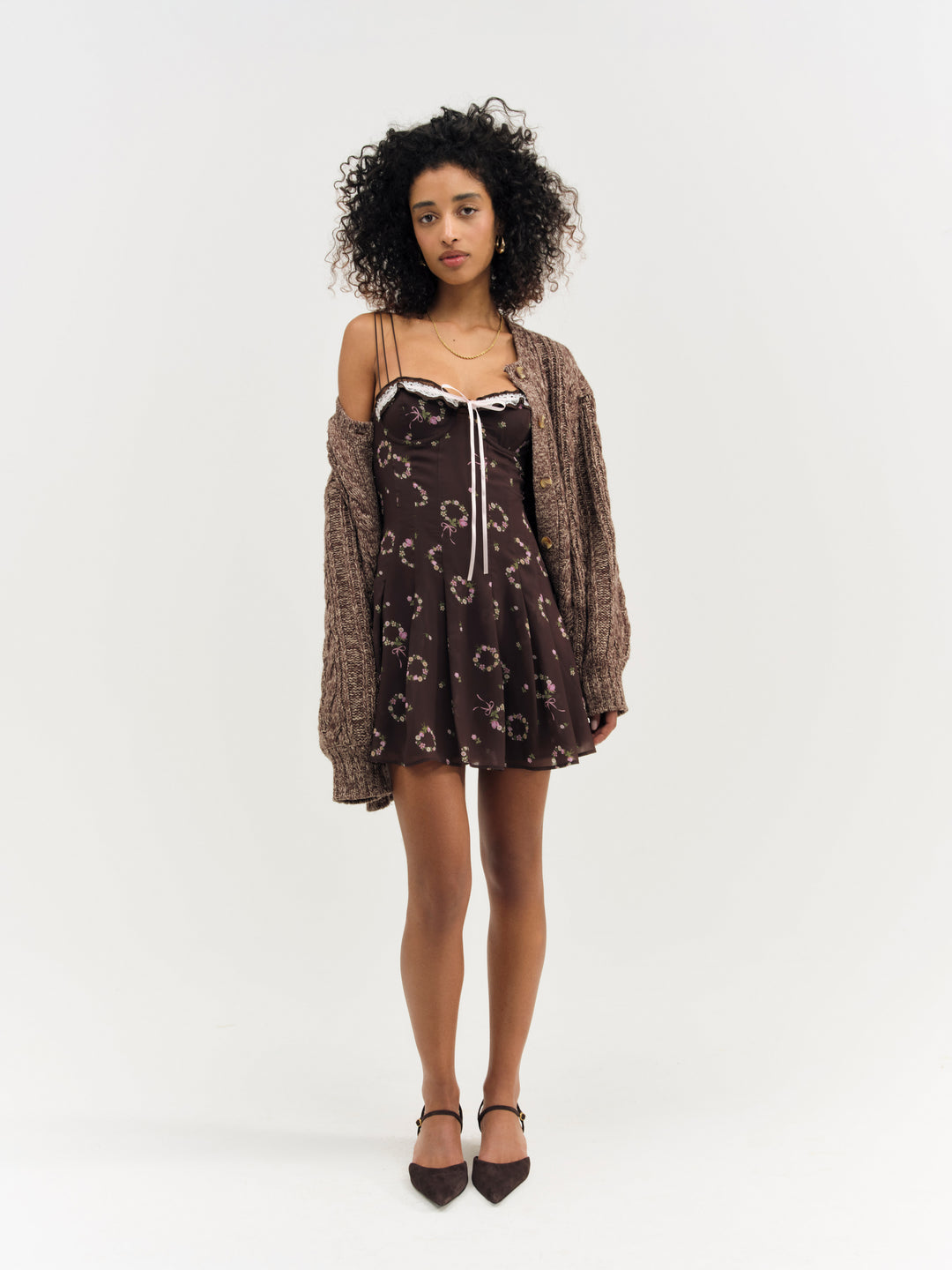 For Love and Lemons Kate Mini Dress - Brown