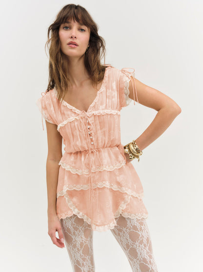 For Love and Lemons Ciara Mini Dress - Bisque