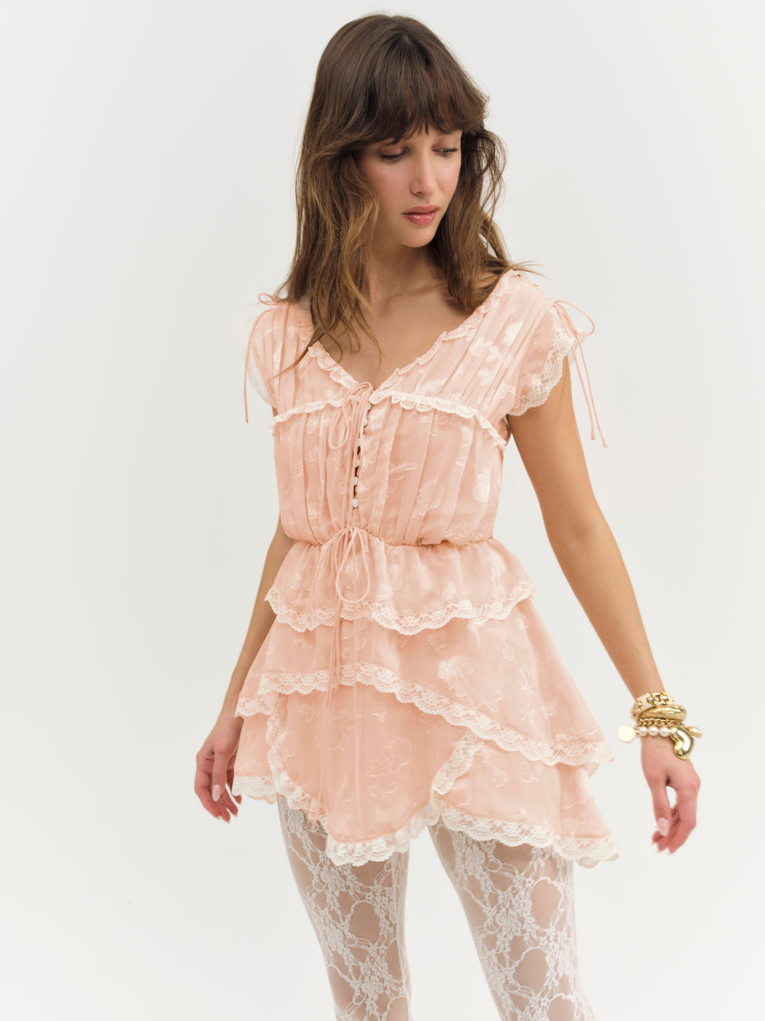 For Love and Lemons Ciara Mini Dress - Bisque
