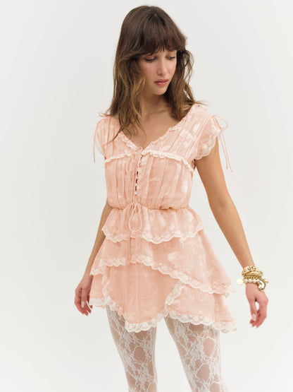 For Love and Lemons Ciara Mini Dress - Bisque