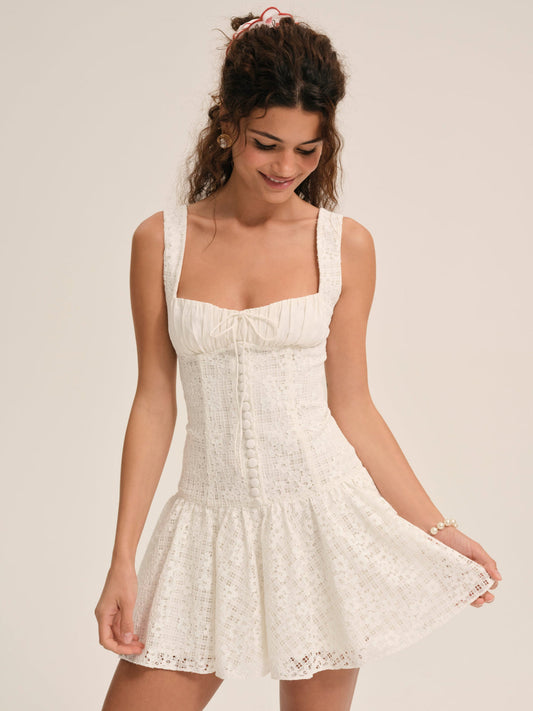 For Love and Lemons Daisy Lace Mini Dress - White