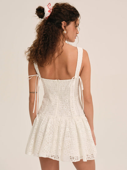 For Love and Lemons Daisy Lace Mini Dress - White