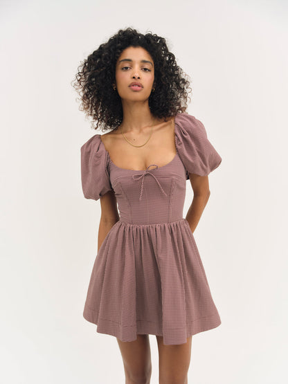 For Love and Lemons Florence Mini Dress - Burgundy