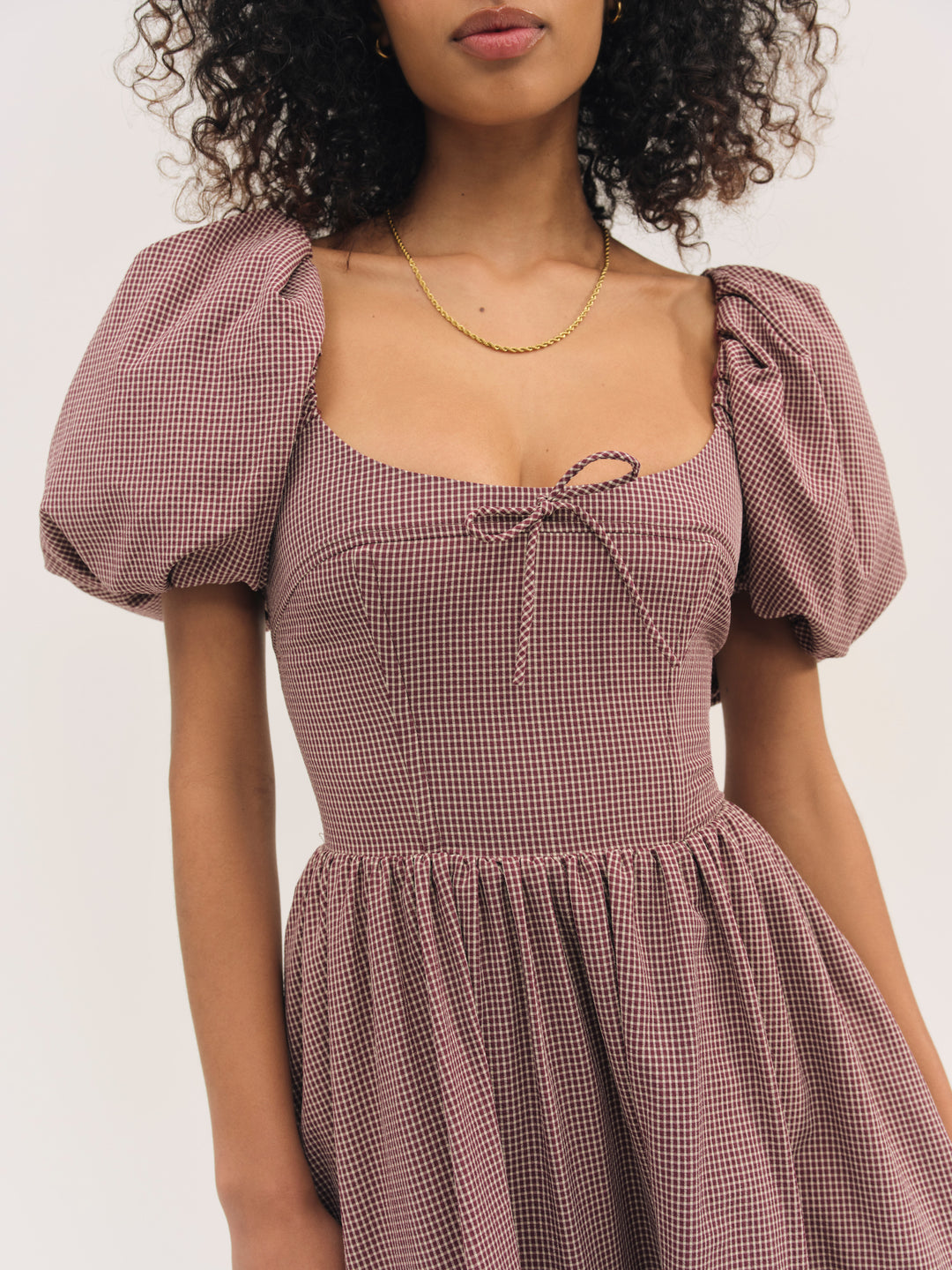 For Love and Lemons Florence Mini Dress - Burgundy