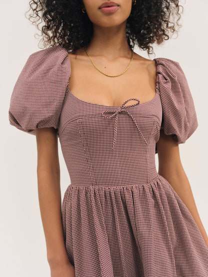 For Love and Lemons Florence Mini Dress - Burgundy
