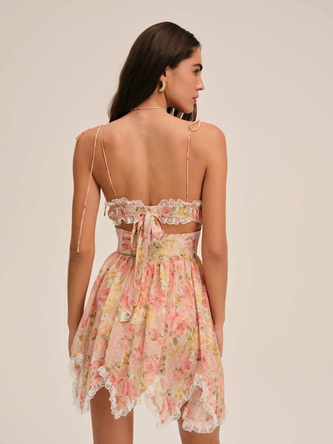 For Love and Lemons Elea Asymmetrical Mini Dress - Peach