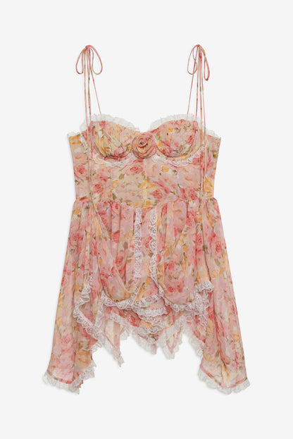 For Love and Lemons Elea Asymmetrical Mini Dress - Peach