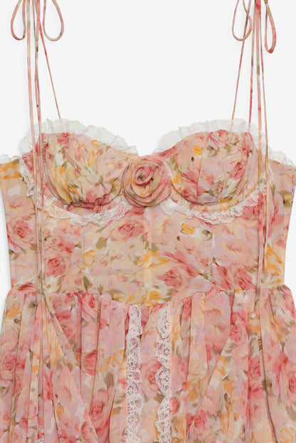 For Love and Lemons Elea Asymmetrical Mini Dress - Peach