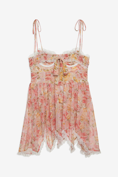 For Love and Lemons Elea Asymmetrical Mini Dress - Peach