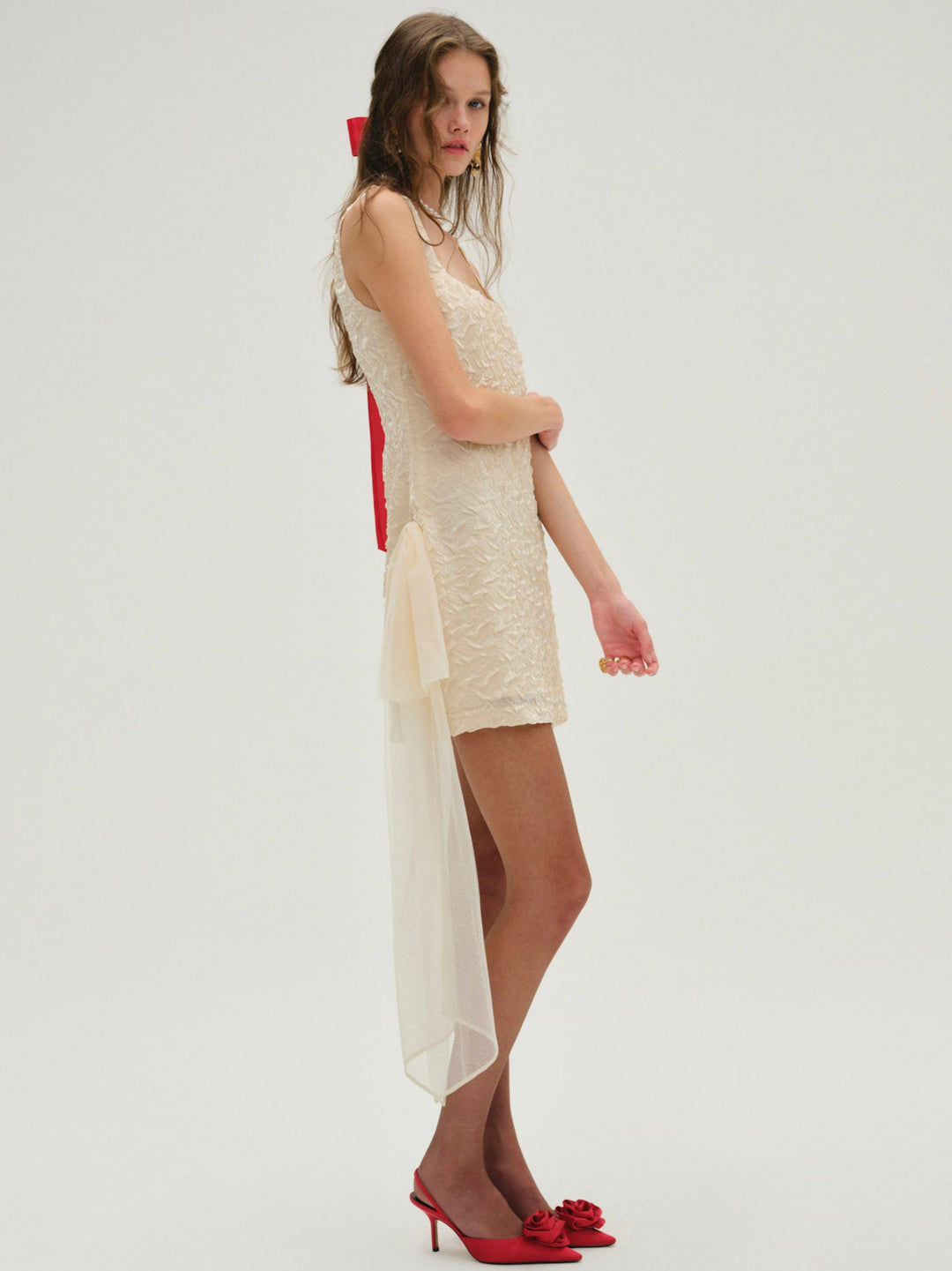 For Love and Lemons Frosted Organza Mini Dress - Cream