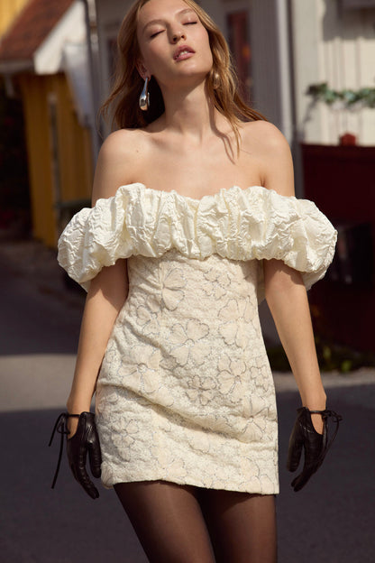 For Love and Lemons Snowflake Daisy Mini Dress - Cream